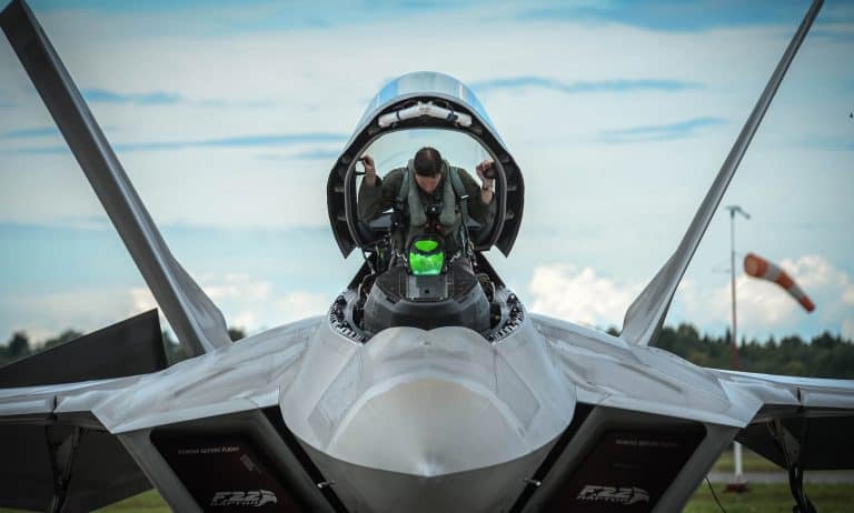 F-22 Raptor with the canopy open